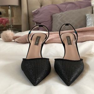 SJP Bliss Black Mesh Glow Sling back 90mm Heels